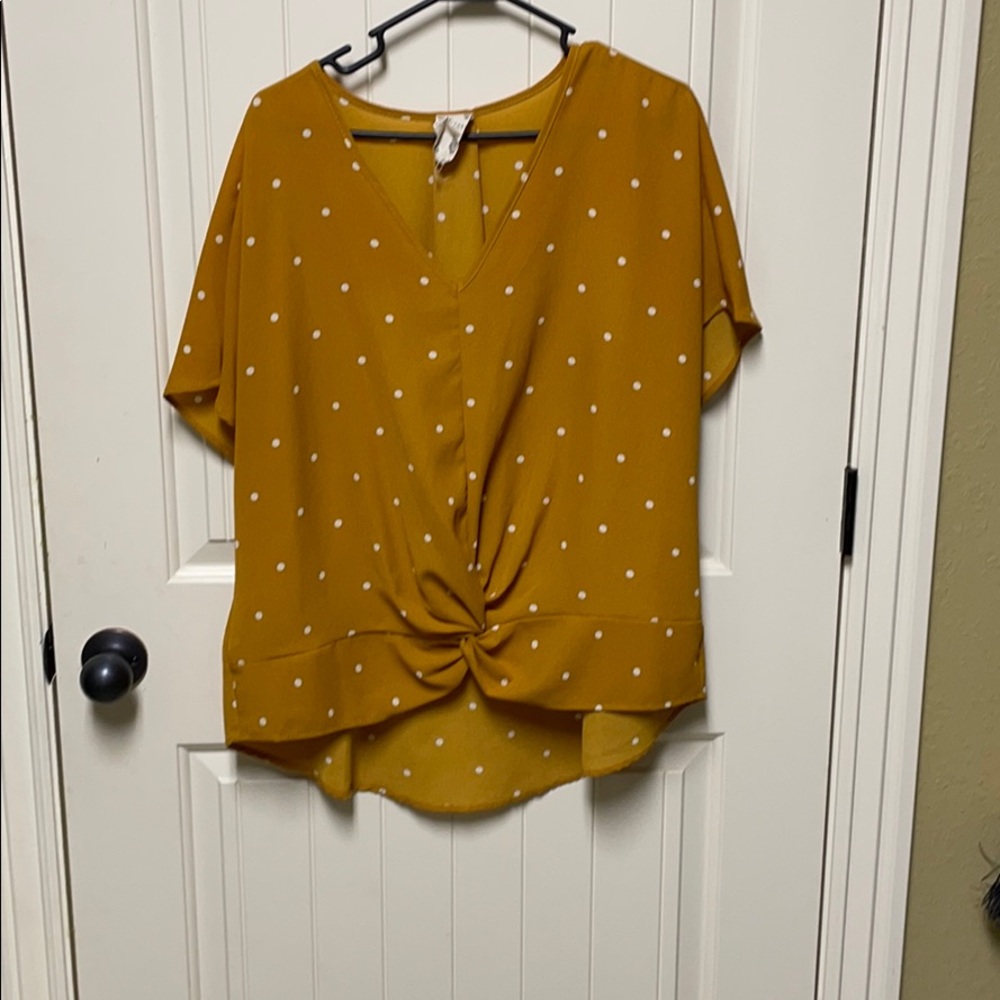 Mustard polkadot blouse
